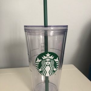 Brand New Starbucks clear 16oz tumbler with straw